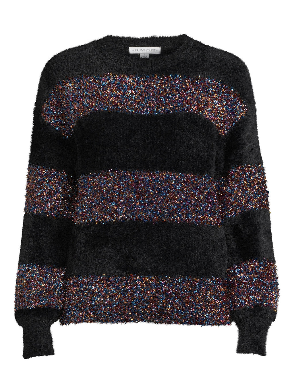 Metallic Stripe Pullover Sweater with Long Sleeves T218