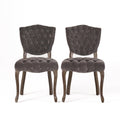 Charcoal Velvet Tufted Dining Chairs Set of 2 L4142