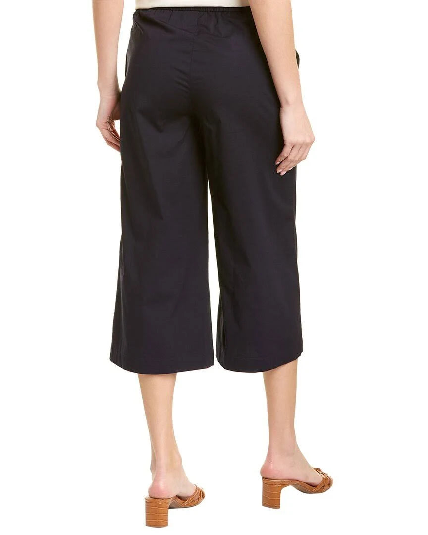 Petite Organic Cotton Stretch Poplin Wide Leg Cropped Pant Z622