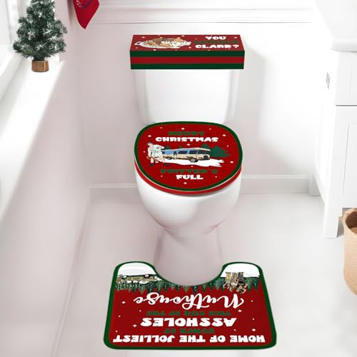 Set of 4 Toilet Seat Cover Sets with Toilet Lid Cover Toilet Seat Cover Rug Tank Cover I594565