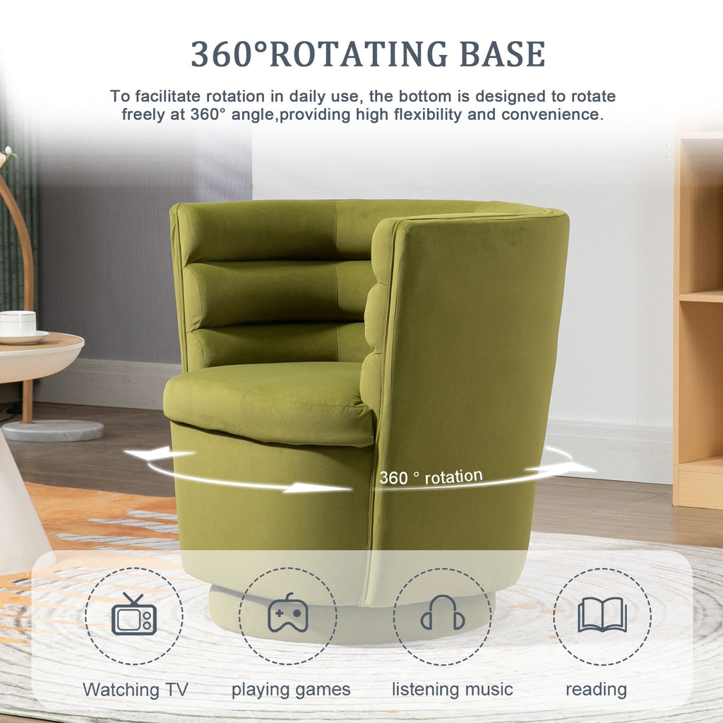 Olive Green Velvet Barrel Armchair with Storage Q63079