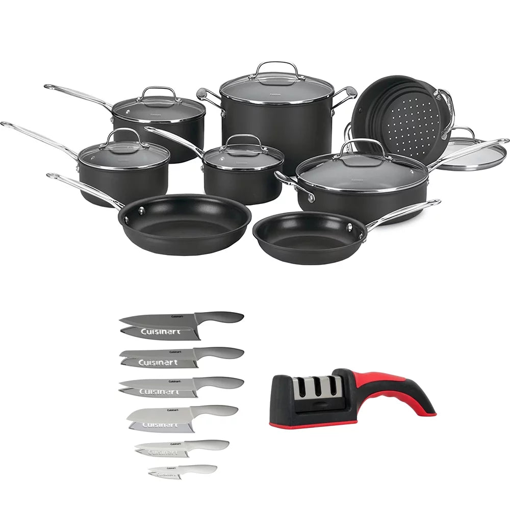 14-Piece Nonstick Hard-Anodized Cookware Set with 12-Piece Knife Set R297804