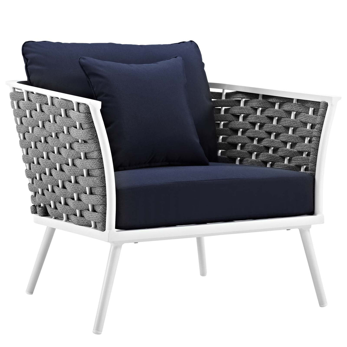 White Navy 3 Piece Outdoor Aluminum Sectional Sofa Set Y727
