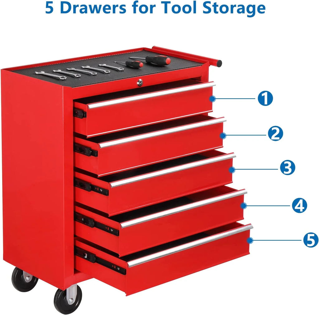 5 Drawer Rolling Tool Chest with Lock & Key C4309