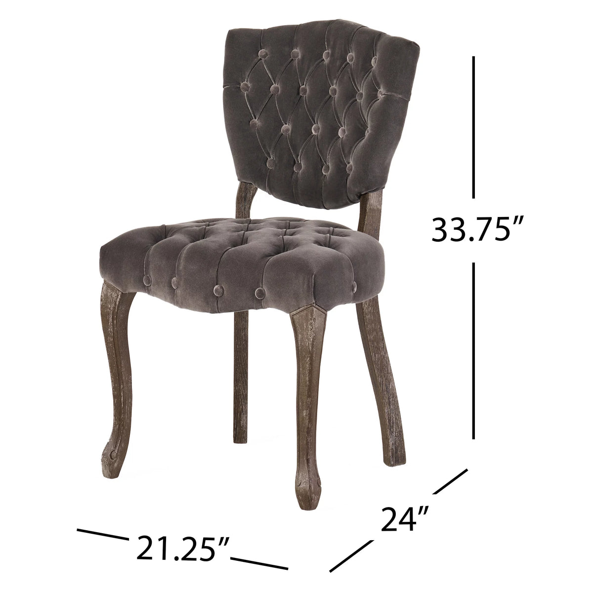 Charcoal Velvet Tufted Dining Chairs Set of 2 L4142