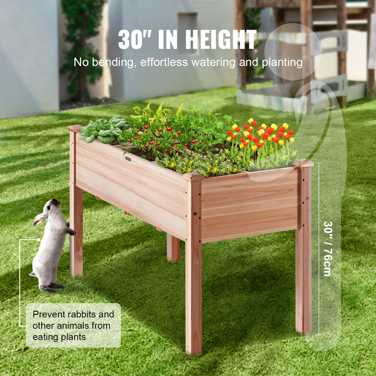 Wooden Raised Garden Bed with Non-Woven Liner C266