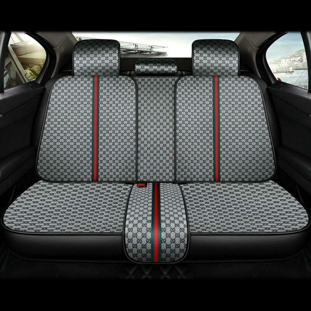 Grey Faux Leather Car Seat Covers Full Set 5 Seats Waterproof Protector N291237