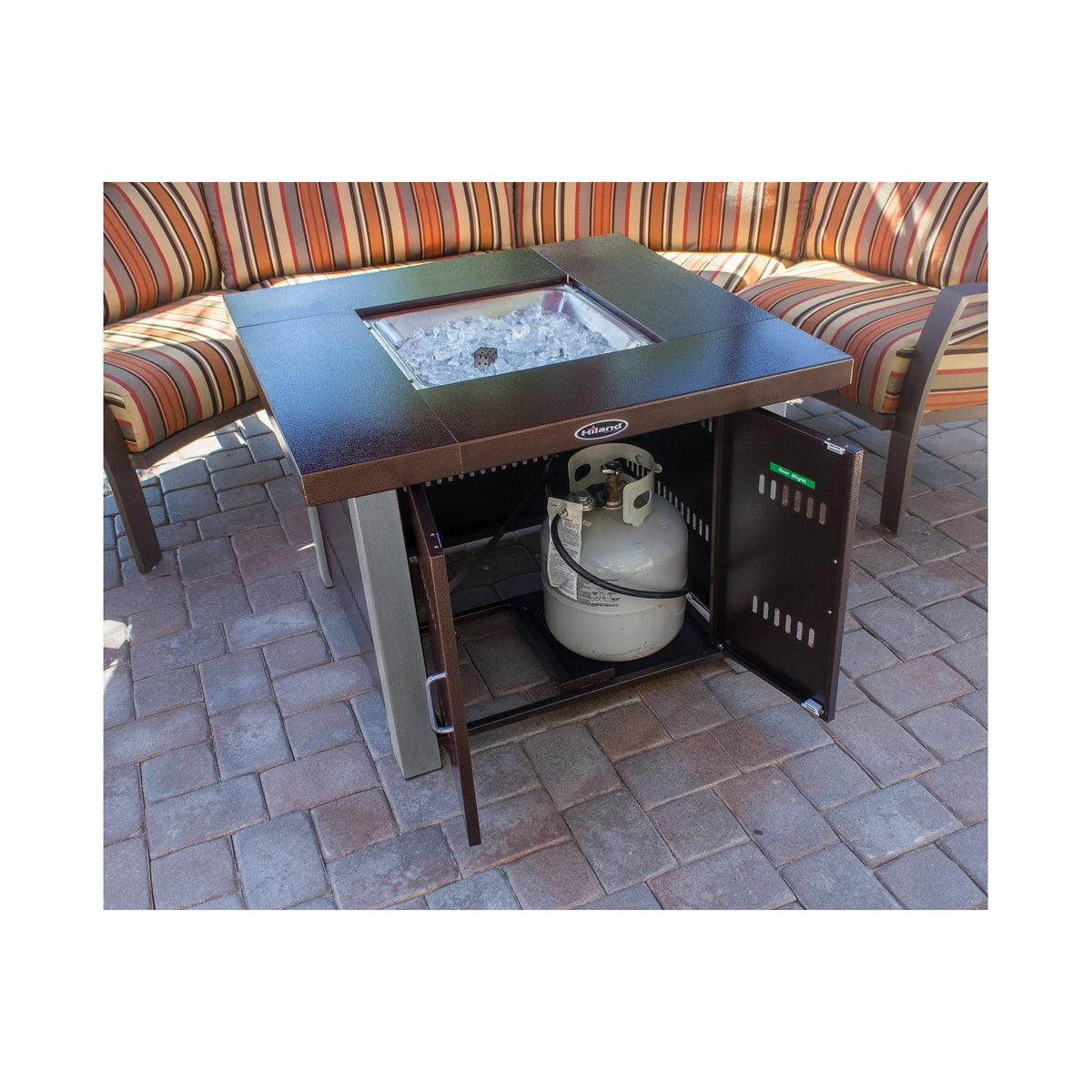 Propane Fire Pit Hammered Bronze and Stainless Steel Finish G246