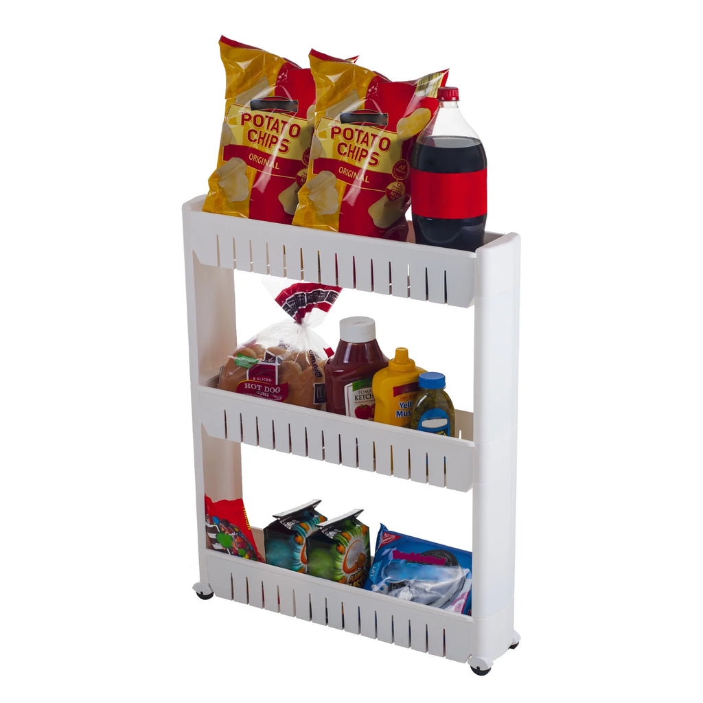 Portable Plastic Shelving Unit Organizer with 3 Storage Baskets N94928