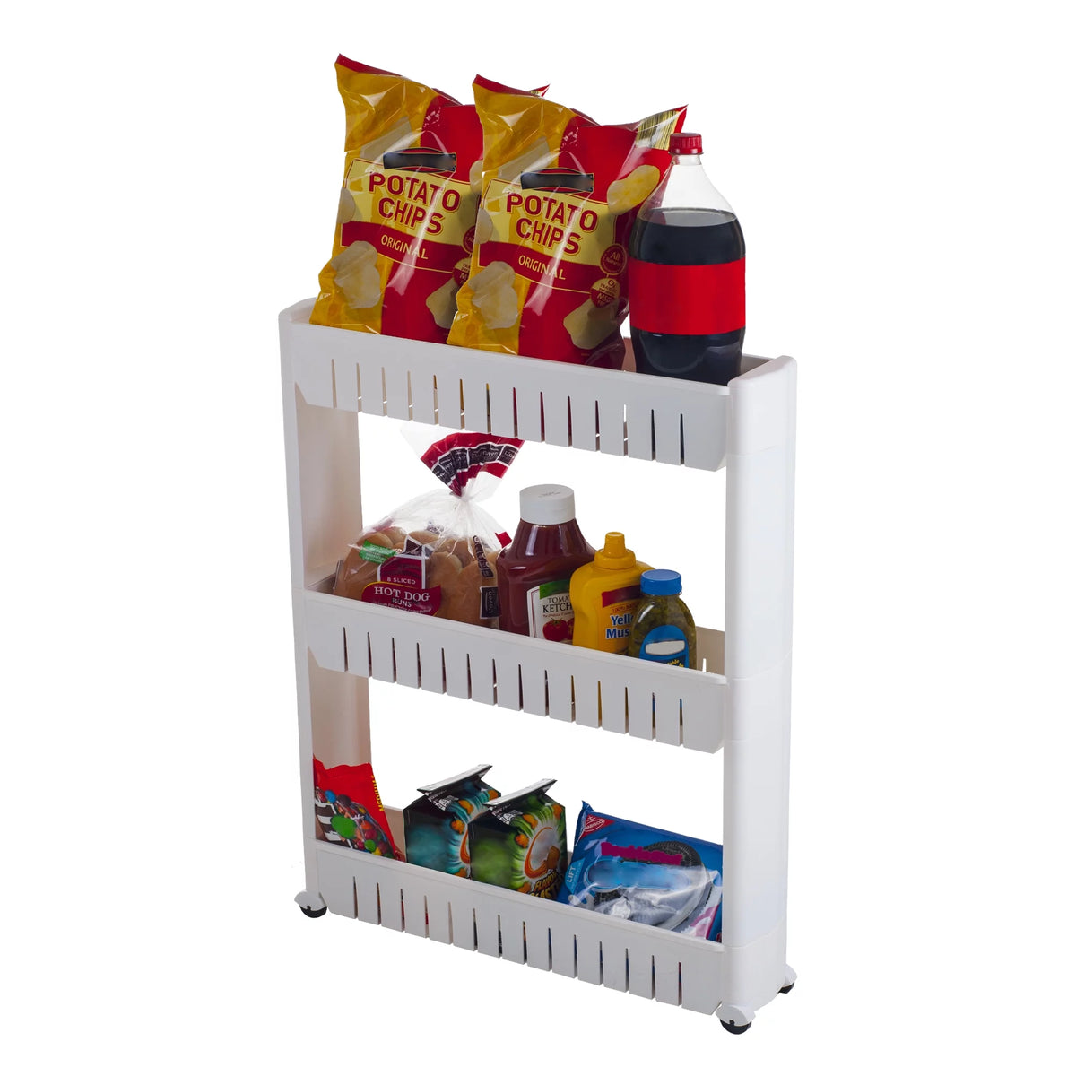 Portable Plastic Shelving Unit Organizer with 3 Storage Baskets N94928