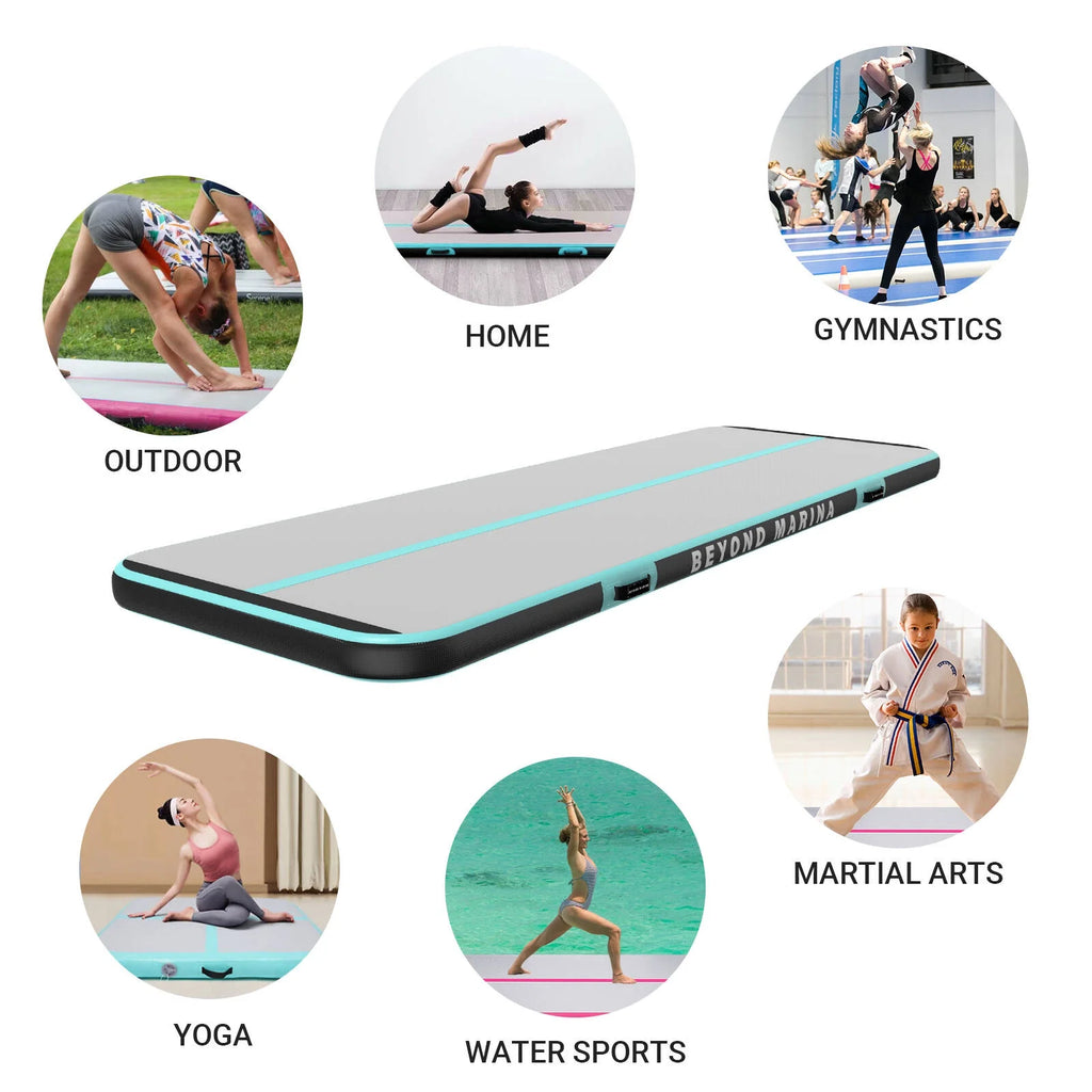 C-Green 13ft 4in Inflatable Air Tumble Track Gymnastics Tumbling Mat with Electric Air Pump T20070