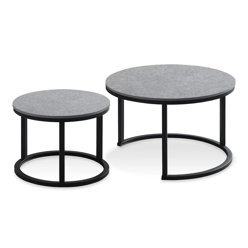Round Nesting Coffee Table Set Metal Frame Gray F24283