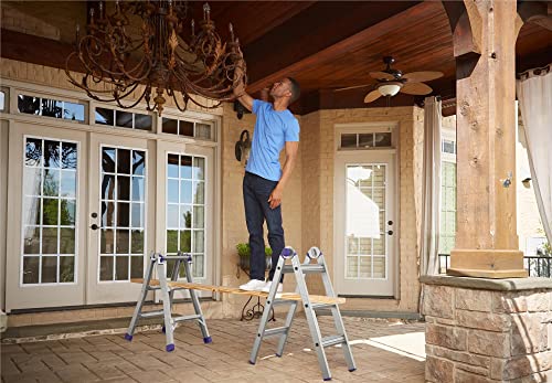 18 ft Reach Height Aluminum Multi-Position Ladder, 300 lb. Load Capacity Type IA Duty Rating X559