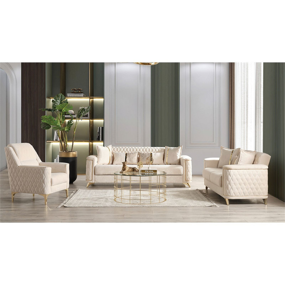 Ivory Velvet Loveseat R500806
