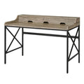 Wood and Black Metal Desk with USB Port K1463