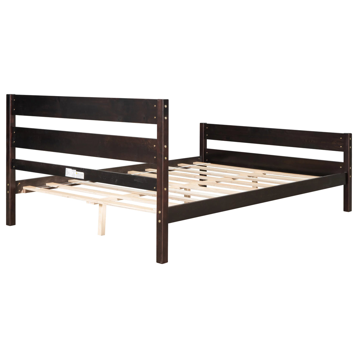 Full Espresso Platform Bed Frame with Headboard and Under Bed Storage W95631