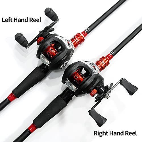 Fishing Rod and Reel Combo, Baitcasting Combo, 6 Foot 7 Foot 2-Piece, Fiberglass Wrapped Carbon Fiber Rod with EVA Handle V624673