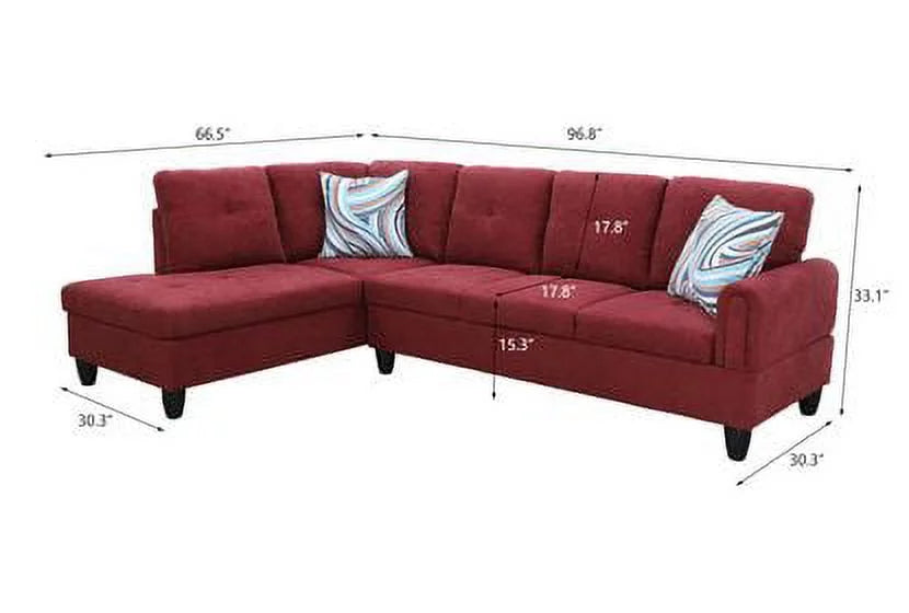 Wine Red L Shaped Sectional Sofa R3390