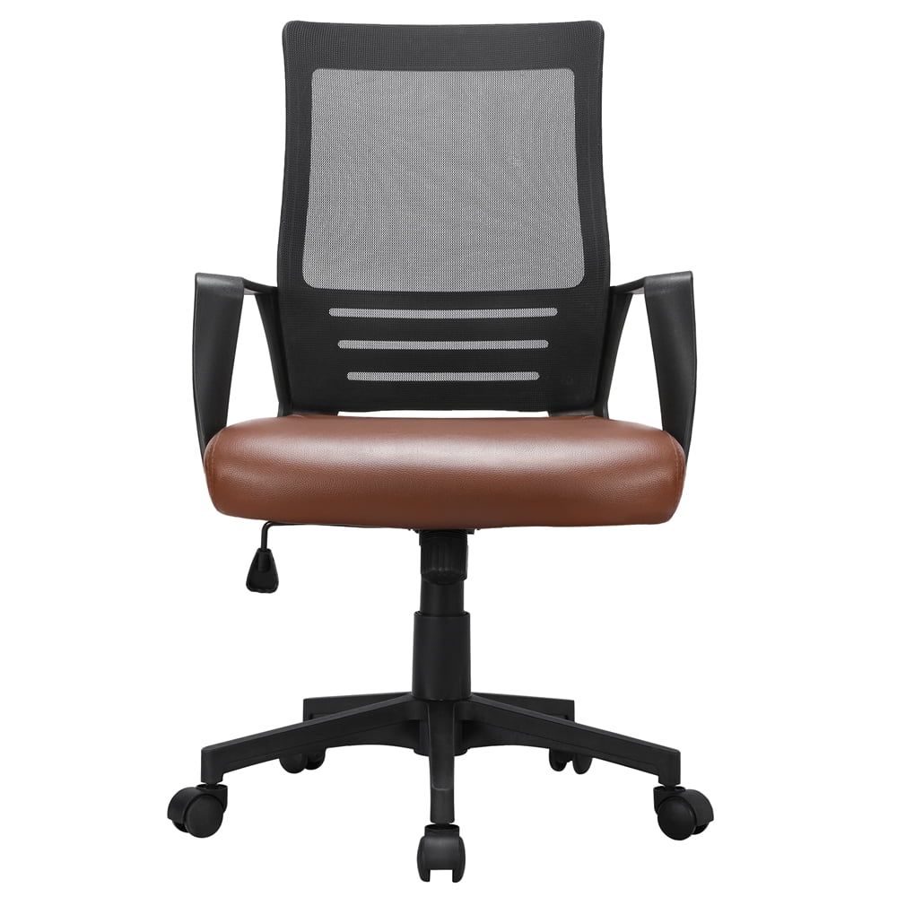 Brown Faux Leather Office Chair Set of 2 R6008