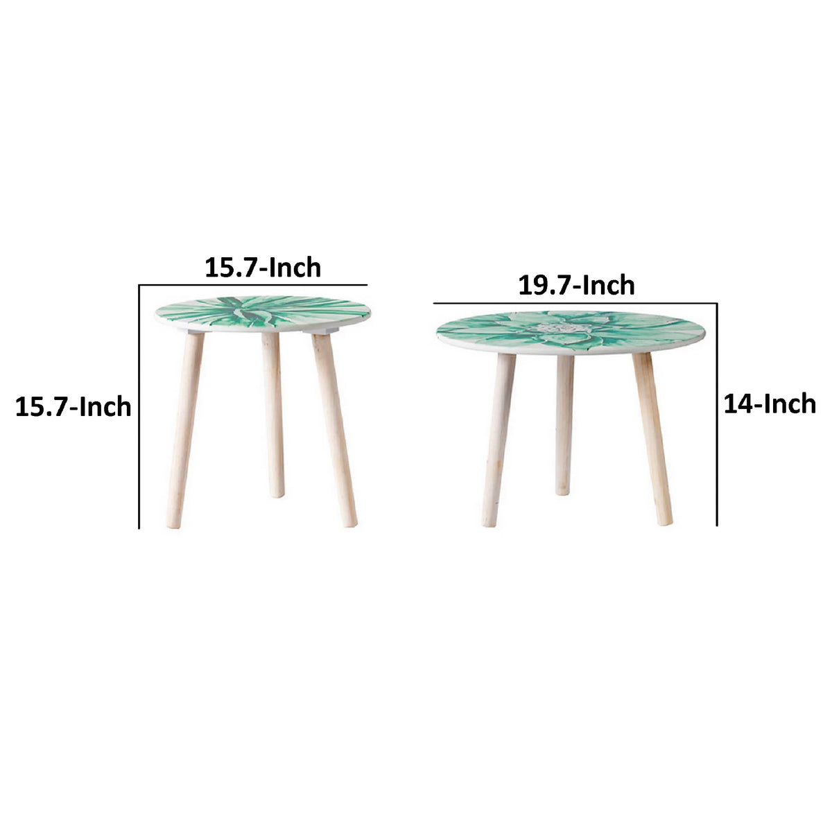 20 Inch Wood Side Tables Set of 2 U4303