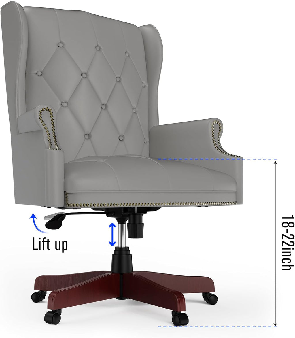 Gray High Back PU Leather Office Chair with Caster Wheels Z5928