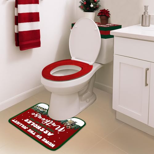 Set of 4 Toilet Seat Cover Sets with Toilet Lid Cover Toilet Seat Cover Rug Tank Cover I594565