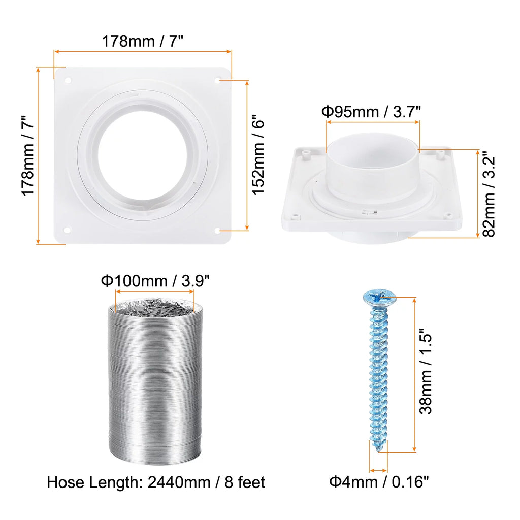 4 Inch Dryer Vent Wall Plate Adapter Ventilation Duct Flange White Z509092
