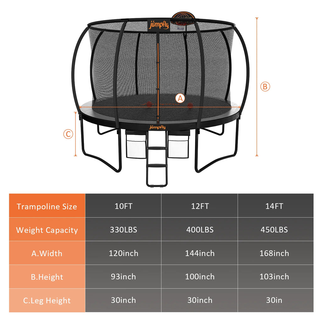 10FT Trampoline with Basketball Hoop and Enclosure Z89418