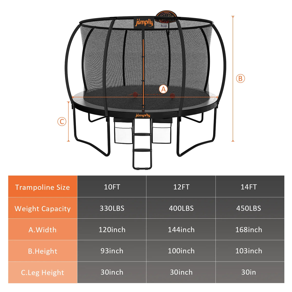 10FT Trampoline with Basketball Hoop and Enclosure Z89418