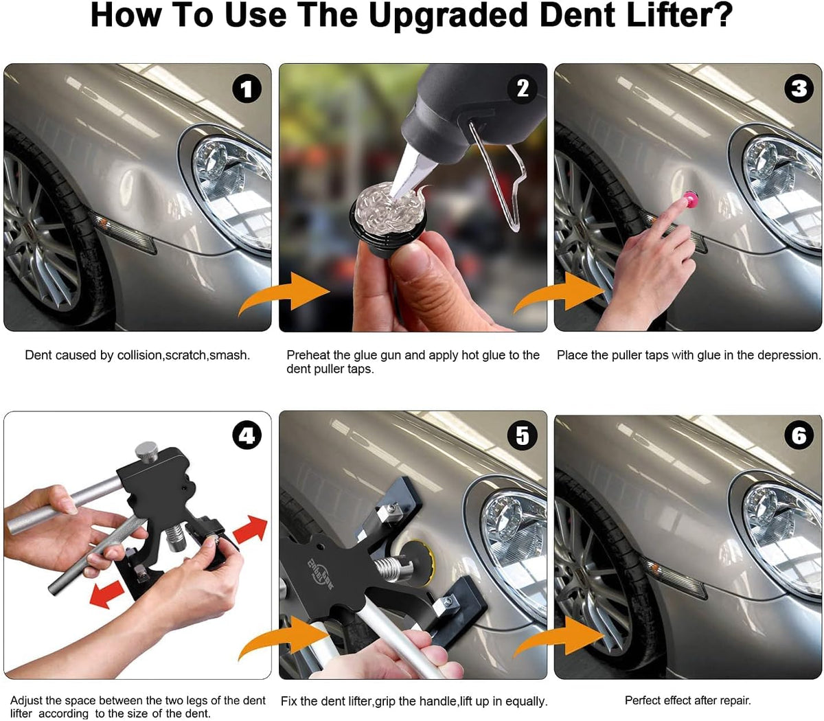 Paintless Auto Dent Removal Tools Set with Dent Pull Tabs F506