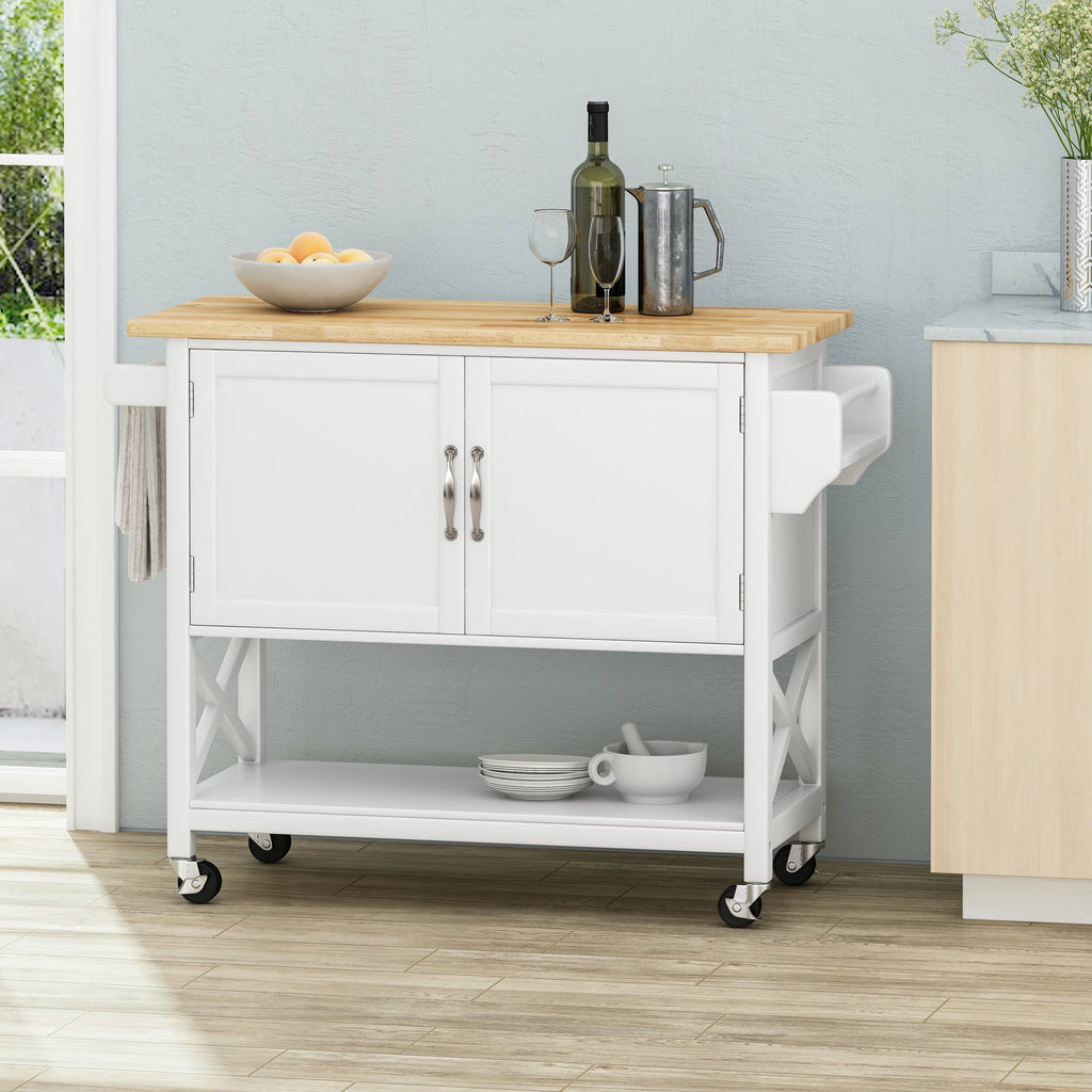 White Wood Kitchen Cart N1327