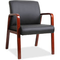 Black Leather Wood-Frame Guest Chair D861