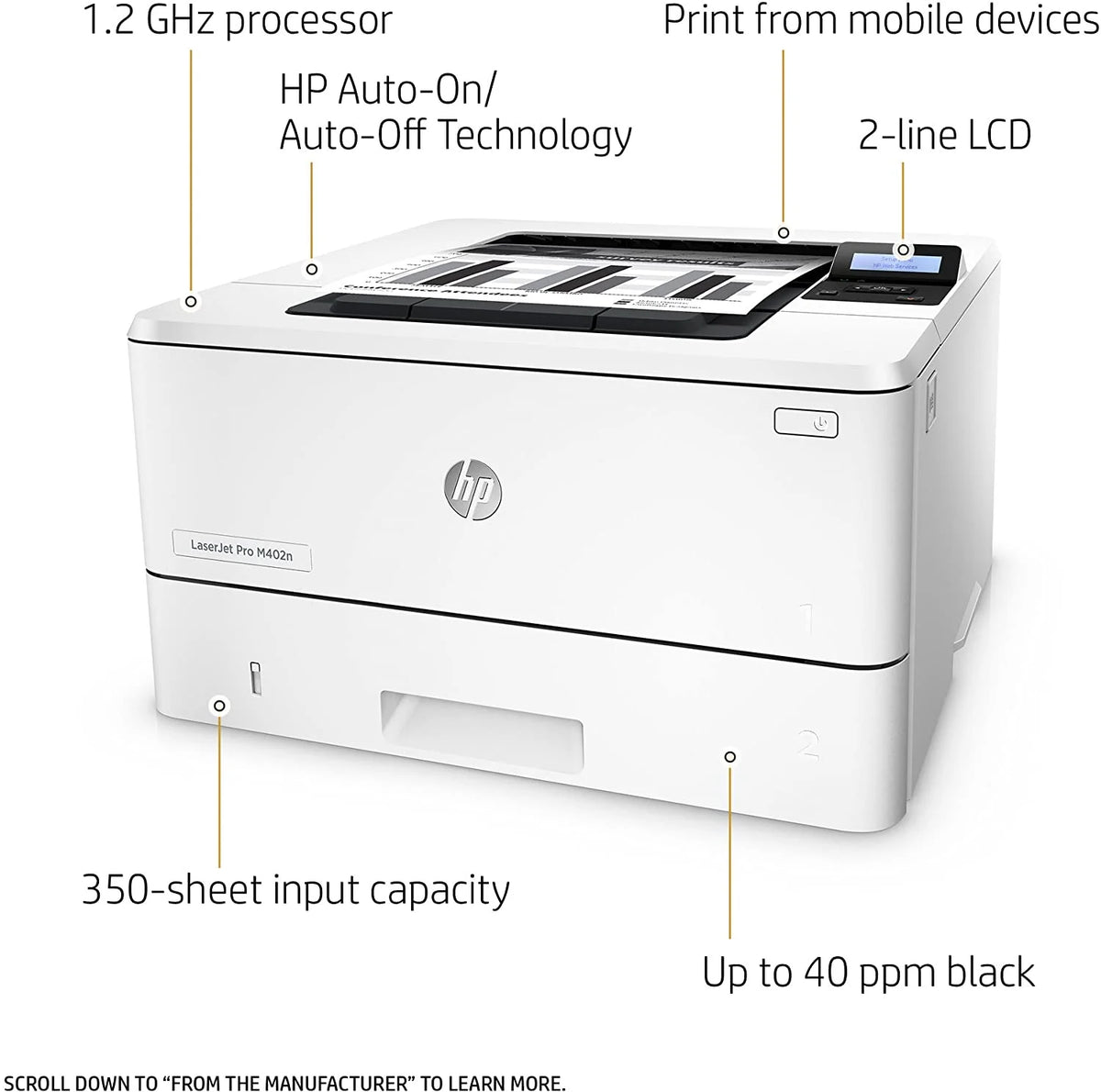 LaserJet Pro M402n Laser Printer with Built-in Ethernet R3600