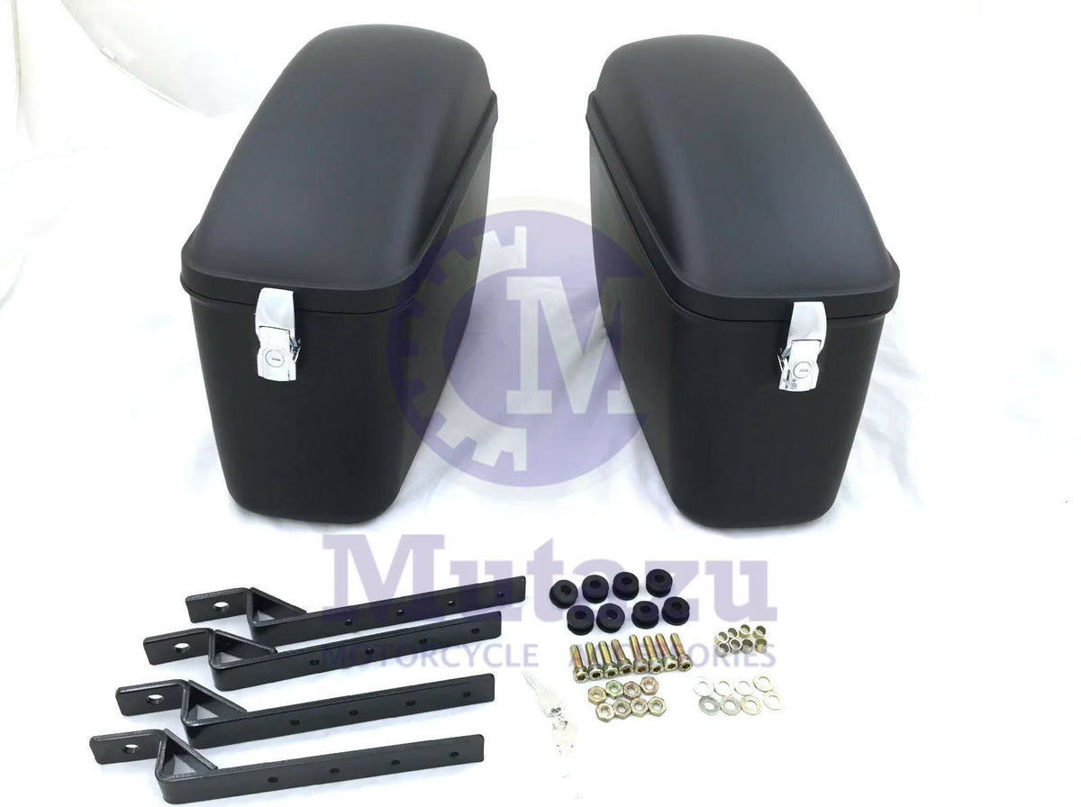 Matte Black Hard Motorcycle Saddle Bags B8478