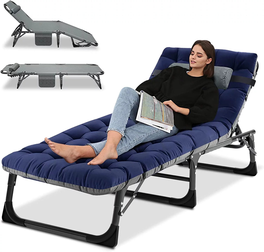 4-Fold Folding Camping Cot with Mattress and Pillow W5562