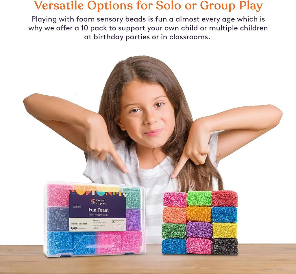 Fun Foam Modeling Foam Beads Play Kit, 12 Blocks Educational Clay for Arts Crafts Kindergarten Toys K3422