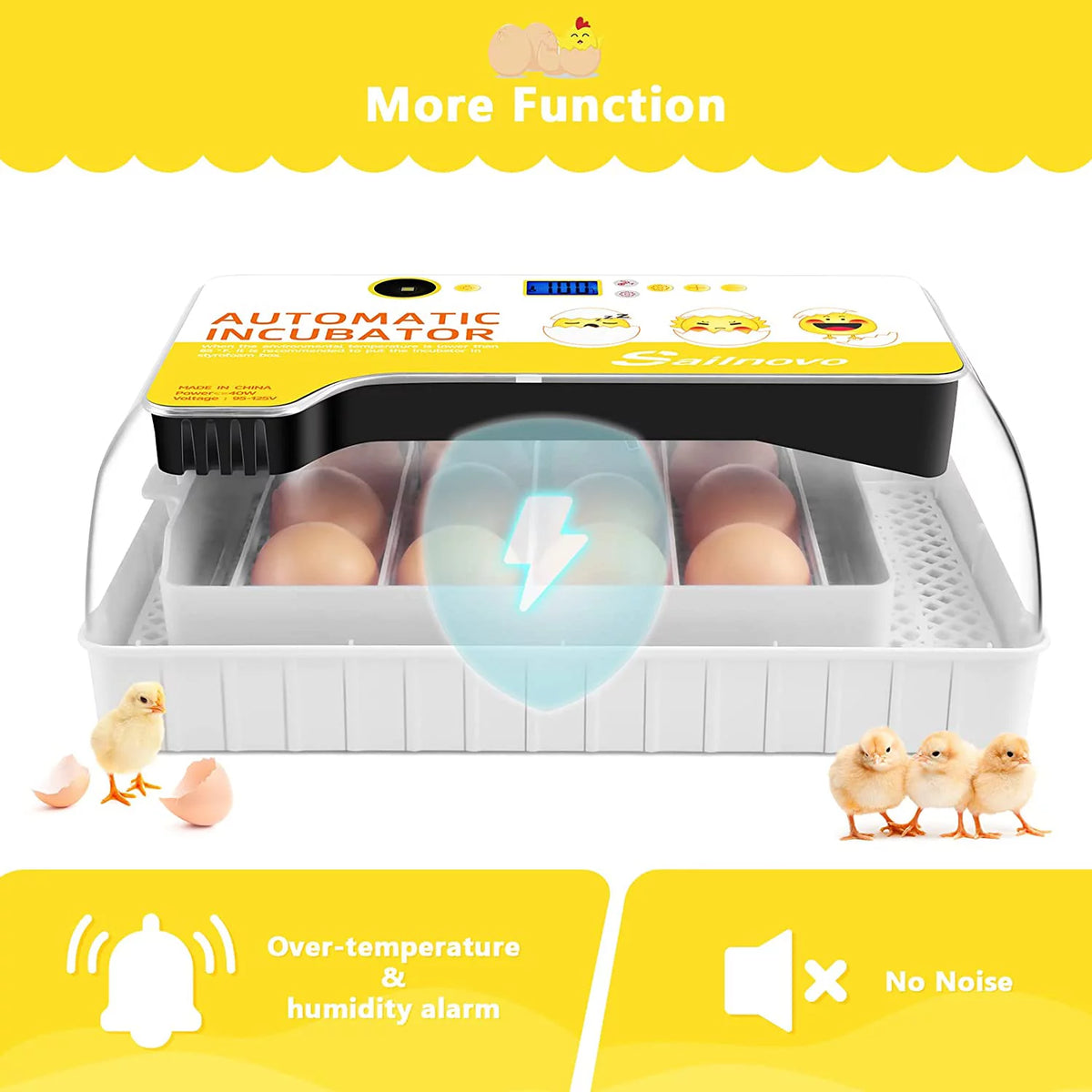 12-24 Eggs Incubator with Automatic Egg Turning and Temperature Control W98065