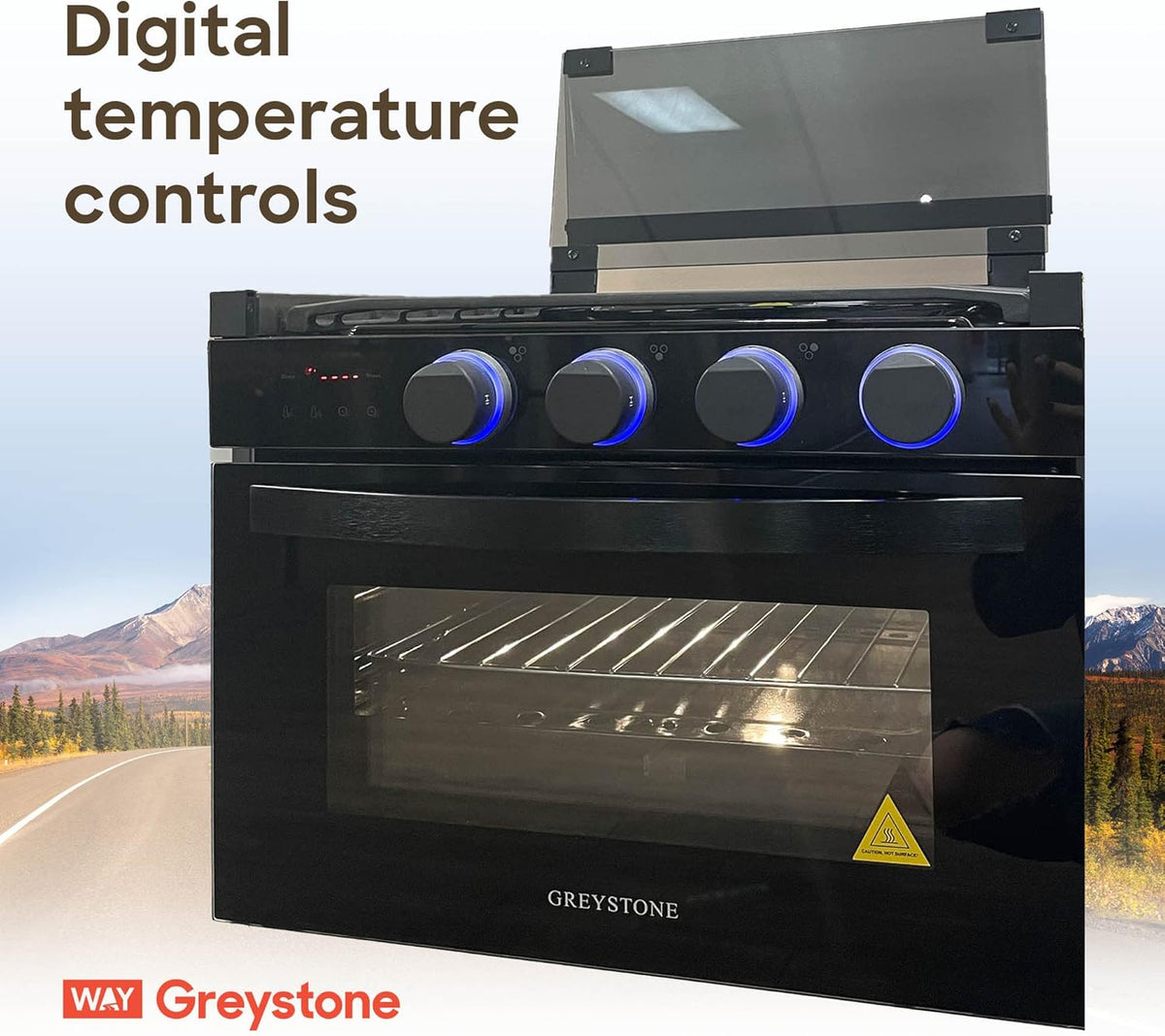 17 Inch 3 Burners Black RV Gas Range Stove and Oven Combo Y775240