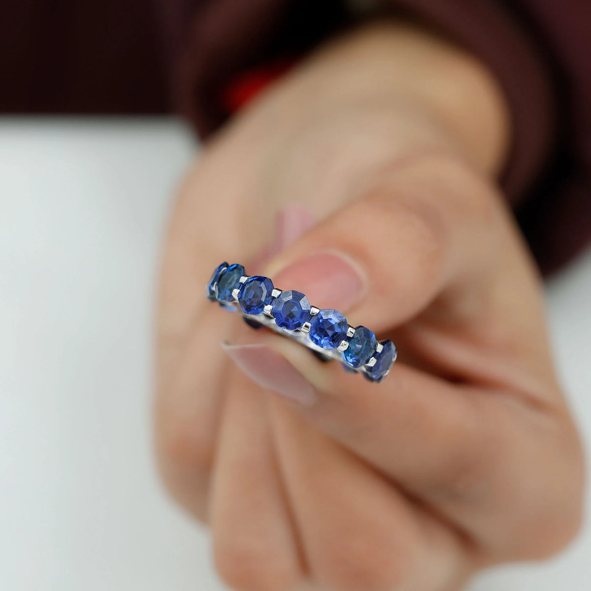 925 Sterling Silver Blue Sapphire Full Eternity Ring N945750