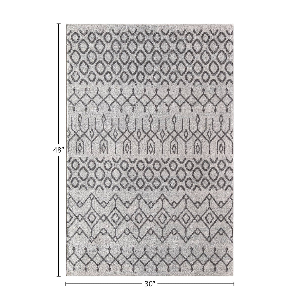 White Moroccan Tribal Area Rug, 2'6" x 4' C7749
