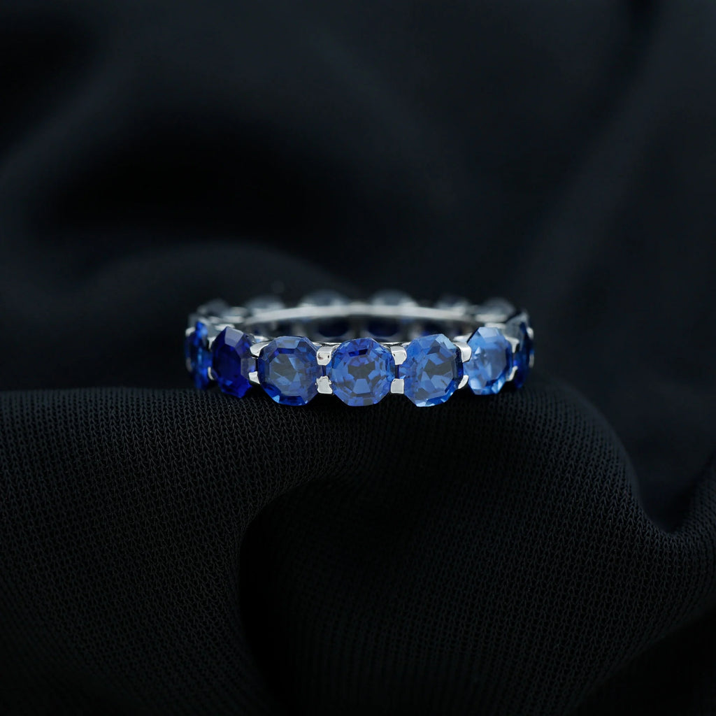 925 Sterling Silver Blue Sapphire Full Eternity Ring N945750