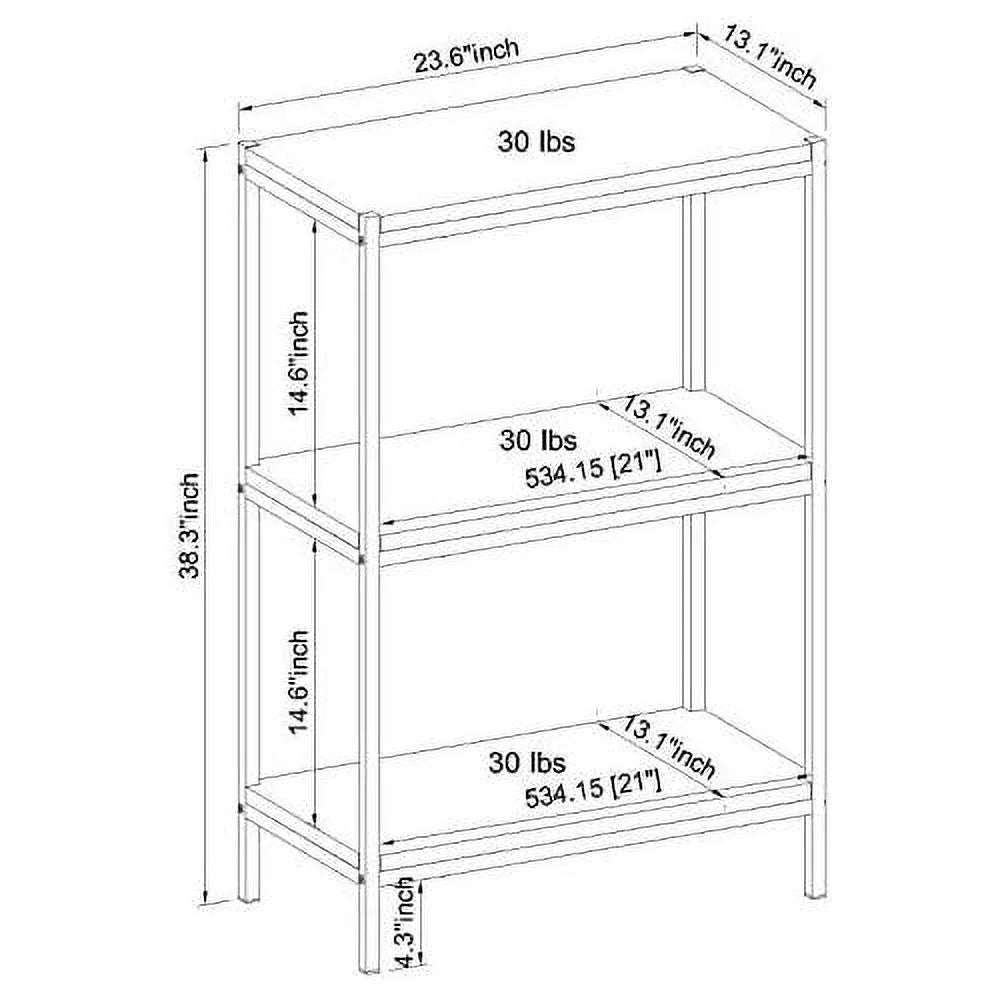 3 Tier Rustic Industrial Bookshelf with Open Shelves T599