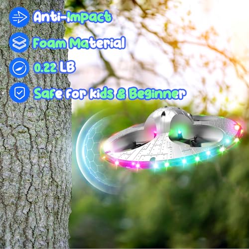 Foam UFO Drone with LED Lights, 2 Batteries C110
