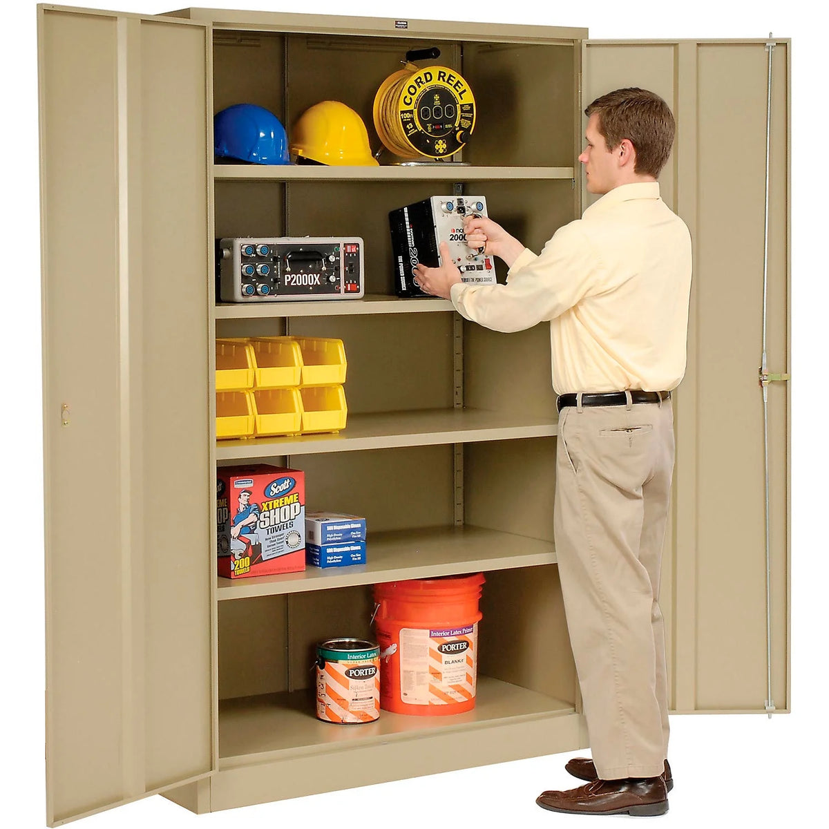 Assembled Storage Cabinet, Tan - 48 x 18 x 78 in. I9837