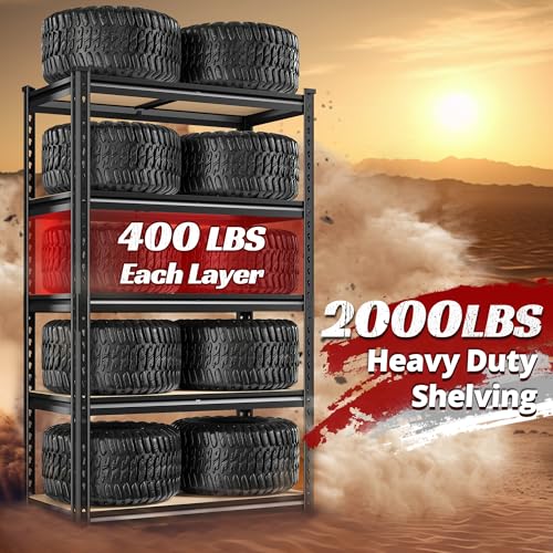 Set of 2 5 Tier Heavy Duty Metal Shelving 2000LBS Adjustable Shelf Q2925