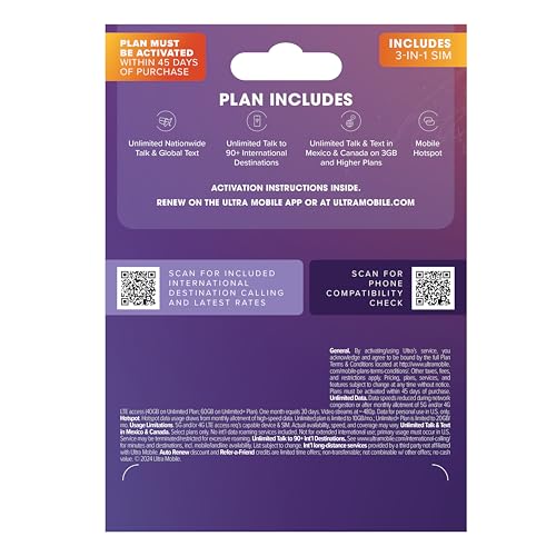 Ultra Mobile Prepaid Phone Plan with 3GB of 5G • 4G LTE Data (SIM Card Kit) W359