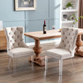 Beige Velvet Dining Chairs Set of 2 with Acrylic Legs W893301