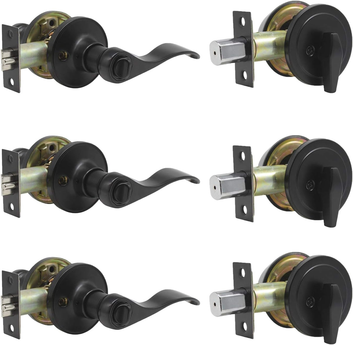 Oil Rubbed Bronze Exterior Entry Lever and Single Cylinder Deadbolt Combo Pack, Keyed Alike Lockset Handleset O441813