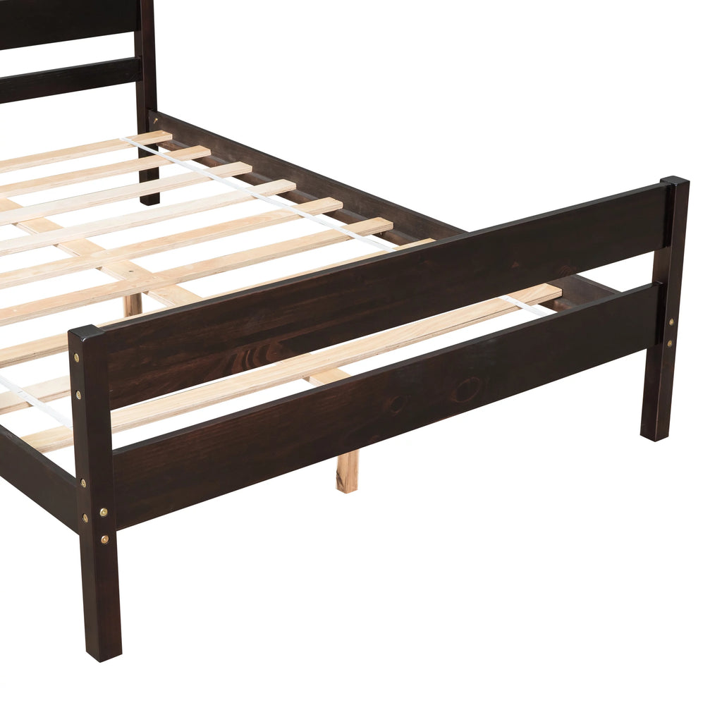 Full Espresso Platform Bed Frame with Headboard and Under Bed Storage W95631