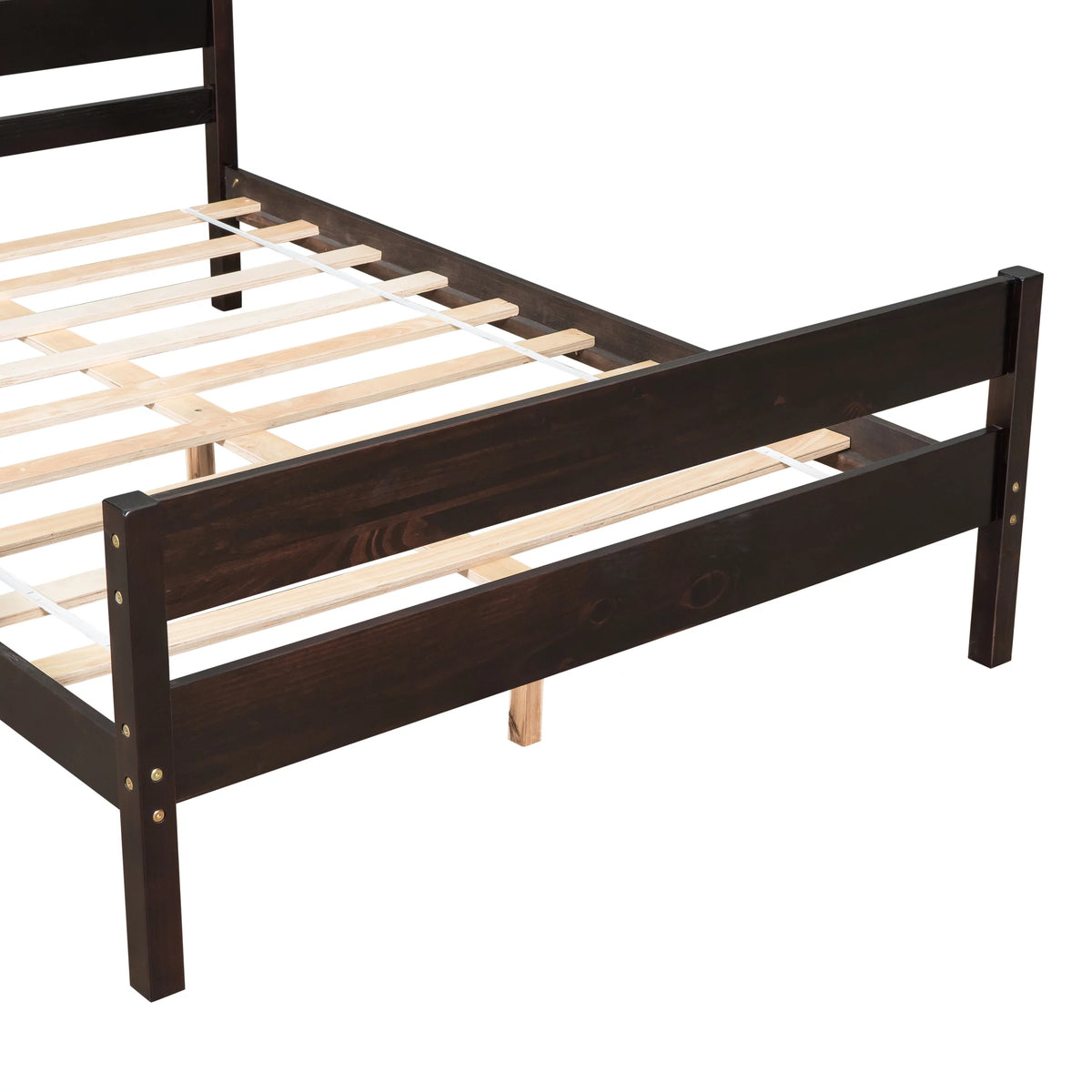 Full Espresso Platform Bed Frame with Headboard and Under Bed Storage W95631